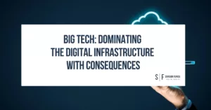 Hand holding digital cloud interface with headline 'Top 3 Cloud Computing Companies: Dominating the Digital Infrastructure' and Sarson Funds logo