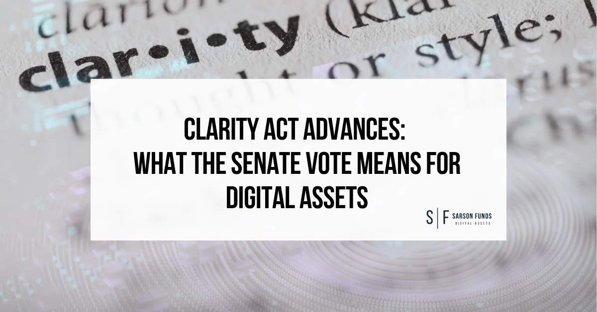 Infographic comparing the GENIUS Act and CLARITY Act by focus, status and core regulatory issues.